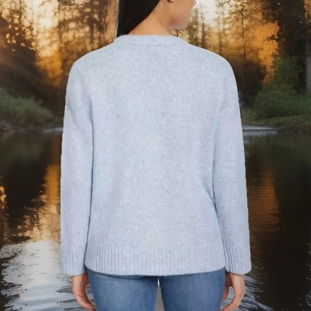 Ella Moss Womens Relaxed Boyfriend Fit Pockets Button-Up Cardigan Blue- Last One - Picture 4 of 4